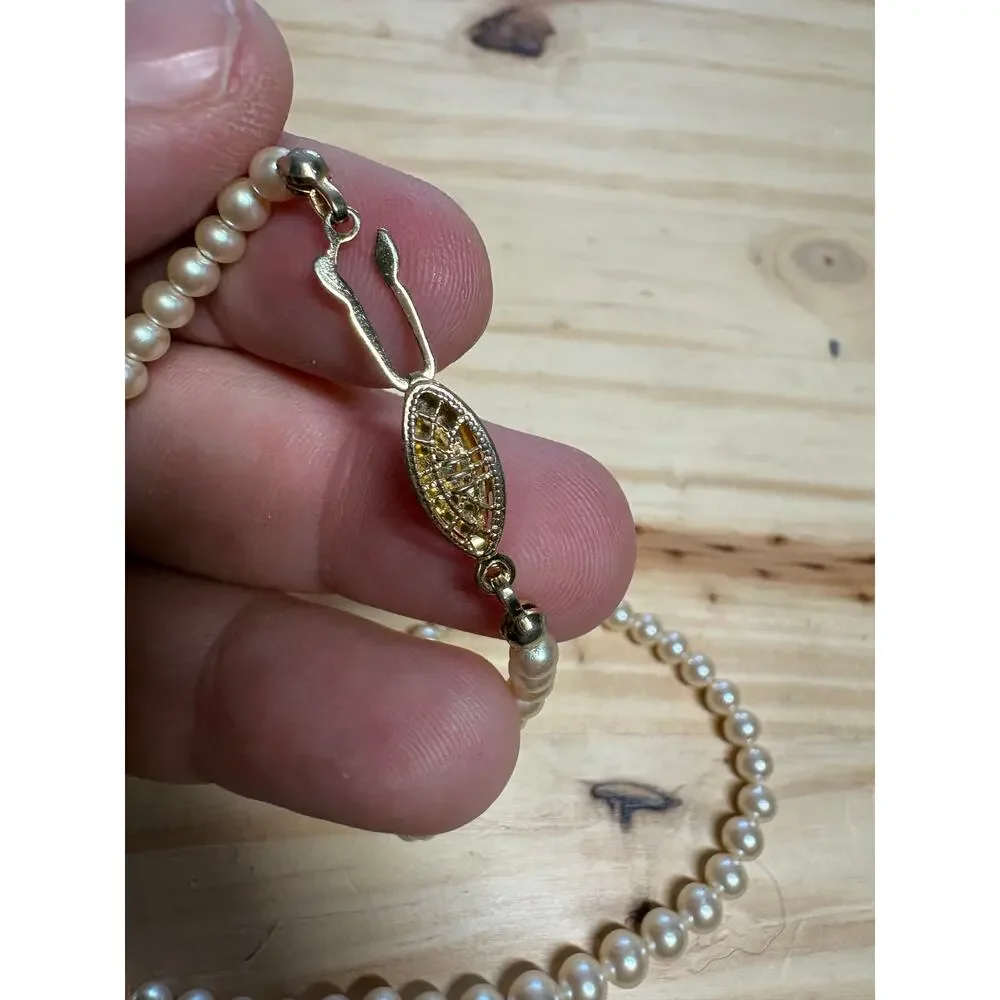 Marvella Faux Pearl Necklace Gold Tone Clasp 14